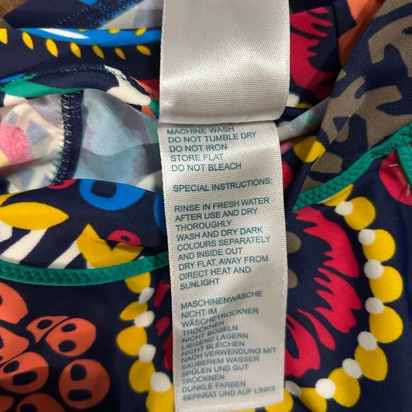 Boden Rashguard Womens Size 8 Long Sleeve Swim Top Navy Floral Paisley Modest - Picture 5 of 6